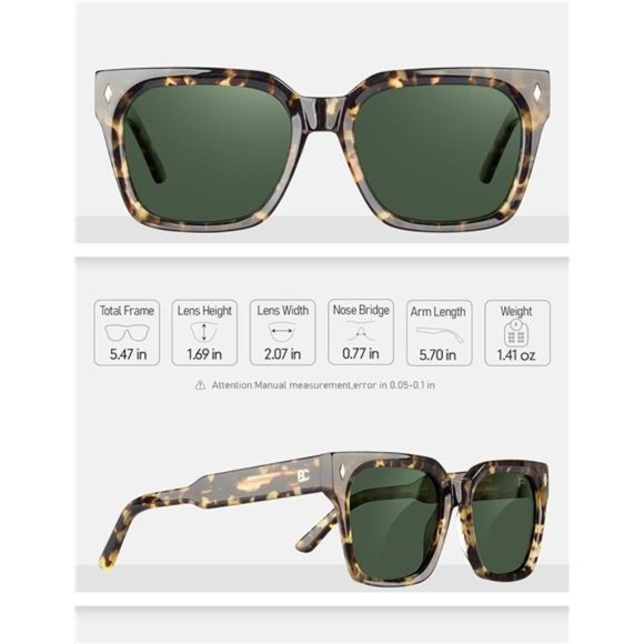 ☘️Polarized  Sunglasses for Women: UV Protection Womens and Mens Square Shades main image 2